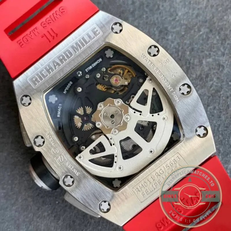 Replica Richard Mille 011 Red Rubber Strap - Factory Super Clone Watch