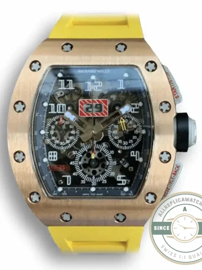 Replica Richard Mille 011 Rose Gold Rubber Strap - Affordable Super Clone Watch