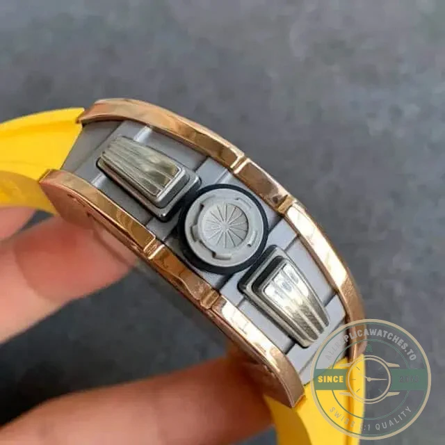 Replica Richard Mille 011 Rose Gold Rubber Strap - Factory Super Clone Watch