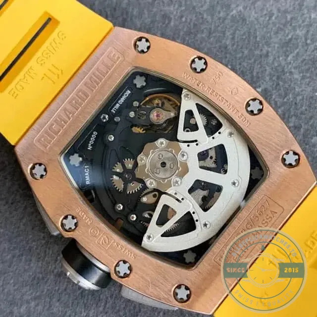 Replica Richard Mille 011 Rose Gold Rubber Strap - Top-Tier Swiss Replica Watch
