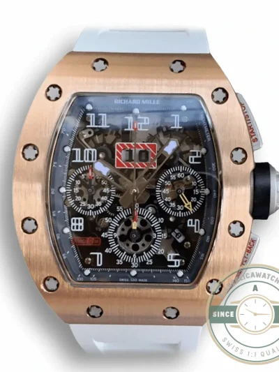 Replica Richard Mille 011 Rose Gold White Strap - Best Quality Replica Watch