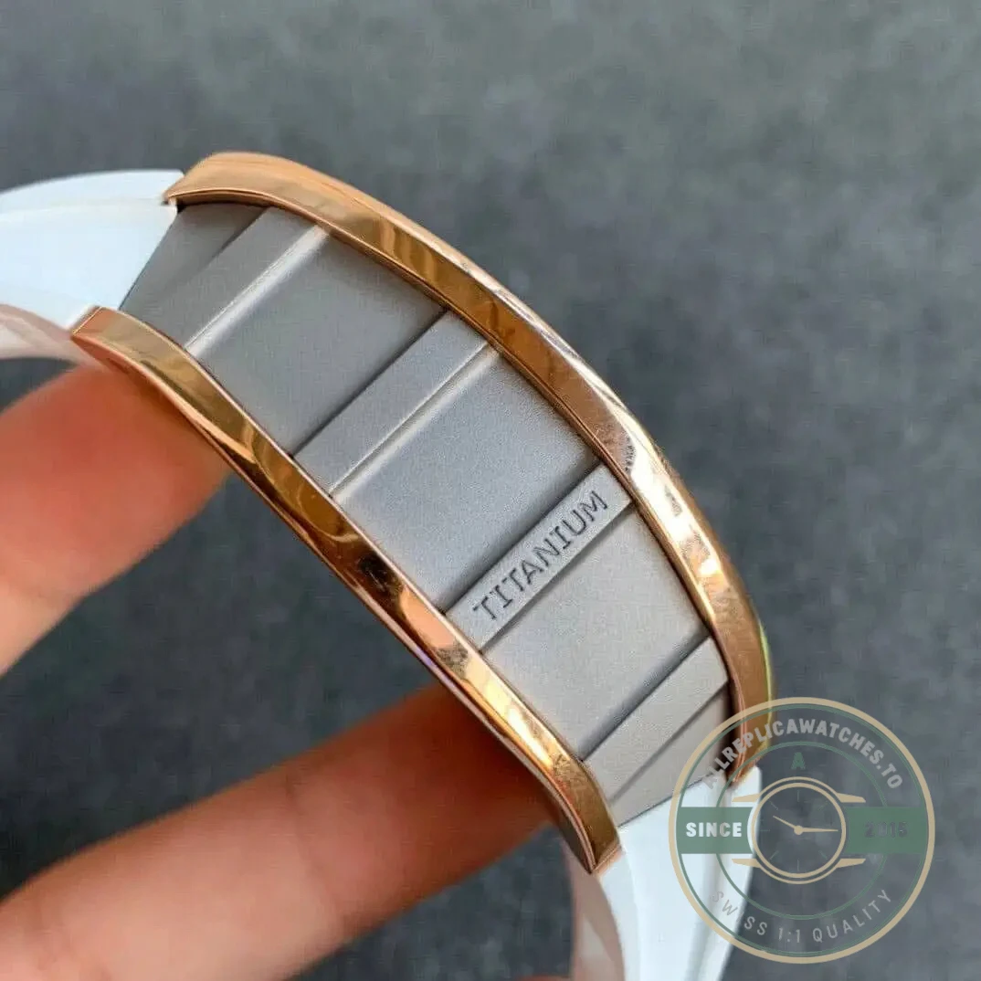 Replica Richard Mille 011 Rose Gold White Strap - Affordable Super Clone Watch