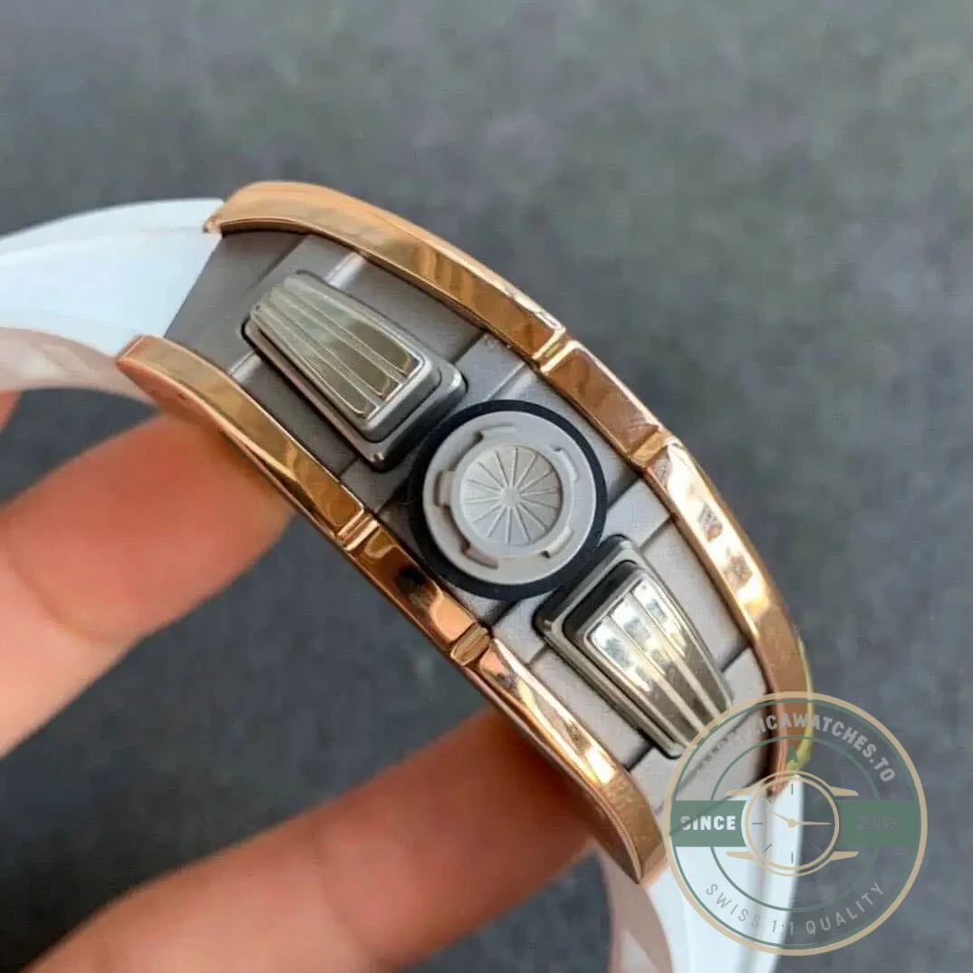 Replica Richard Mille 011 Rose Gold White Strap - Affordable Luxury Replica Timepiece