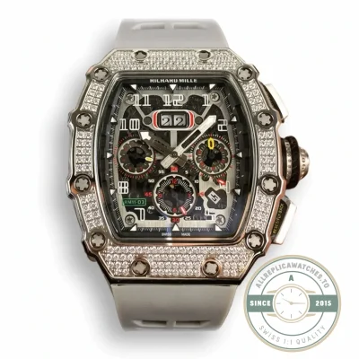 Replica Richard Mille 011 Stainless Steel Automatic Movement Grey Strap - Swiss Movement Replica Watch
