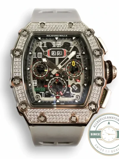 Replica Richard Mille 011 Stainless Steel Automatic Movement Grey Strap - Swiss Movement Replica Watch