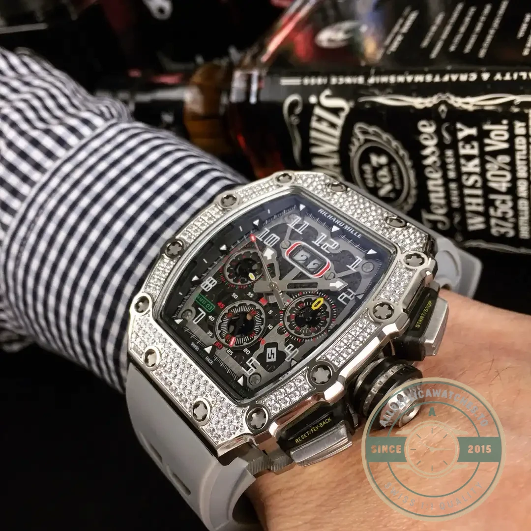Replica Richard Mille 011 Stainless Steel Automatic Movement Grey Strap - Luxury Replica Watch