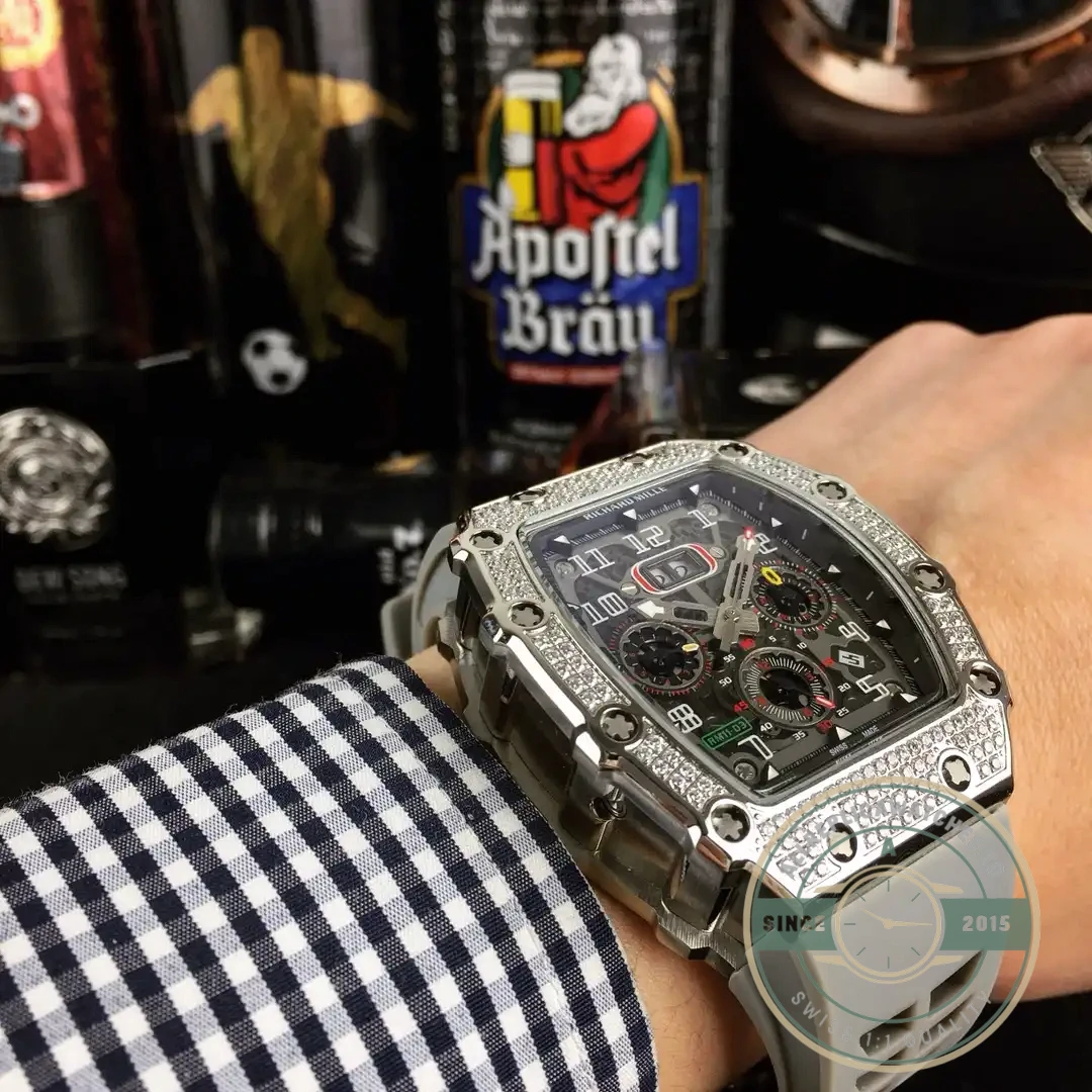 Replica Richard Mille 011 Stainless Steel Automatic Movement Grey Strap - Top-Tier Swiss Replica Watch