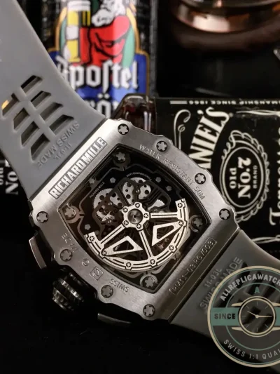 Replica Richard Mille 011 Stainless Steel Automatic Movement Grey Strap - High-Grade Replica Watch