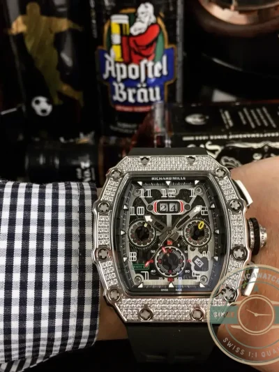 Replica Richard Mille 011 Stainless Steel Automatic Movement Grey Strap - Swiss Movement Replica Watch