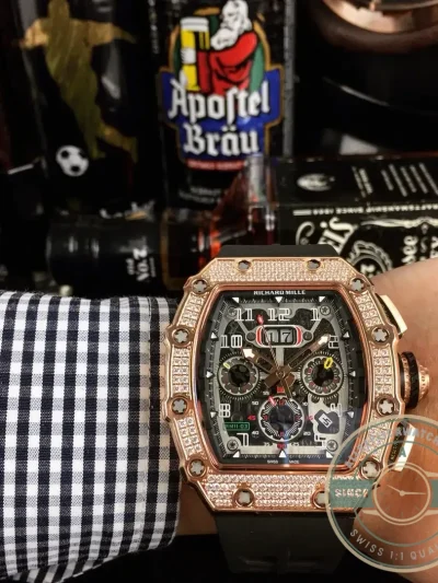 Replica Richard Mille 011 Stainless Steel Automatic Movement Grey Strap - 1:1 Swiss Replica Watch