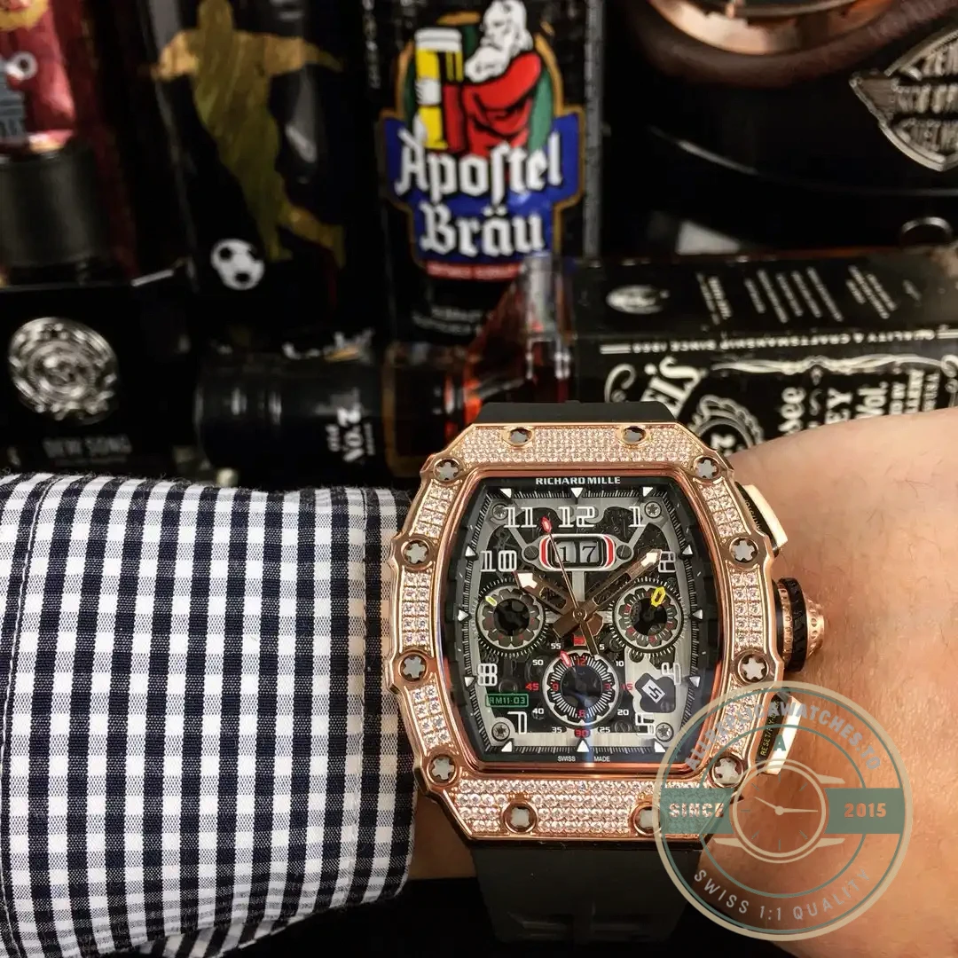 Replica Richard Mille 011 Stainless Steel Automatic Movement Grey Strap - 1:1 Swiss Replica Watch