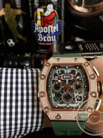 Replica Richard Mille 011 Stainless Steel Automatic Movement Grey Strap - 1:1 Swiss Replica Watch