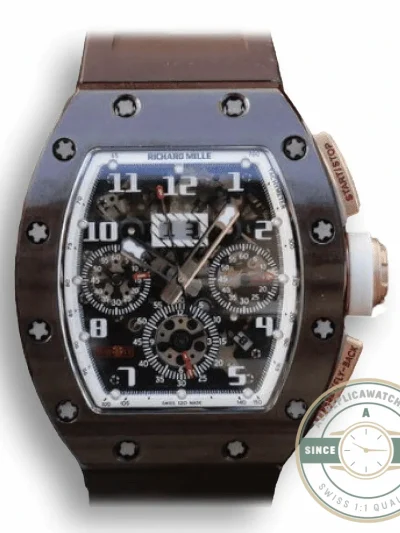Replica Richard Mille 011 Swiss Eta7750 Brown Ceramic - Premium Super Clone Watch