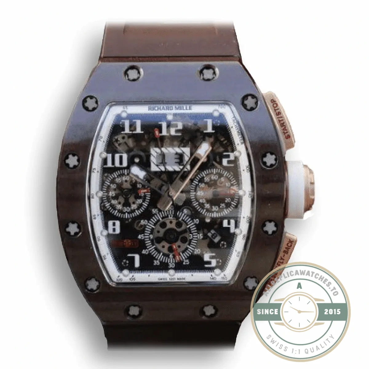 Replica Richard Mille 011 Swiss Eta7750 Brown Ceramic - Premium Super Clone Watch