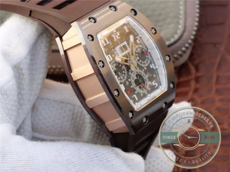Replica Richard Mille 011 Swiss Eta7750 Brown Ceramic - Factory Super Clone Watch