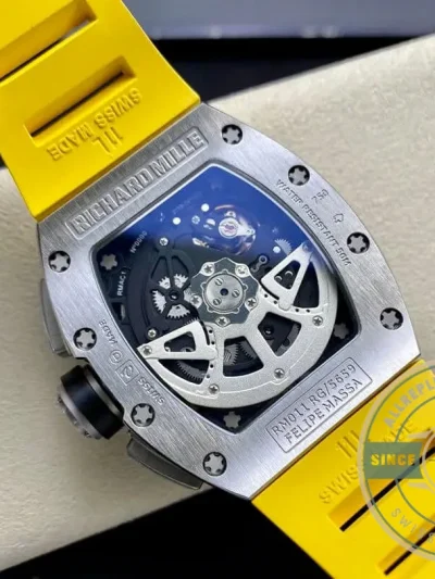 Replica Richard Mille 011 Titanium Yellow Strap - Swiss Movement Replica Watch