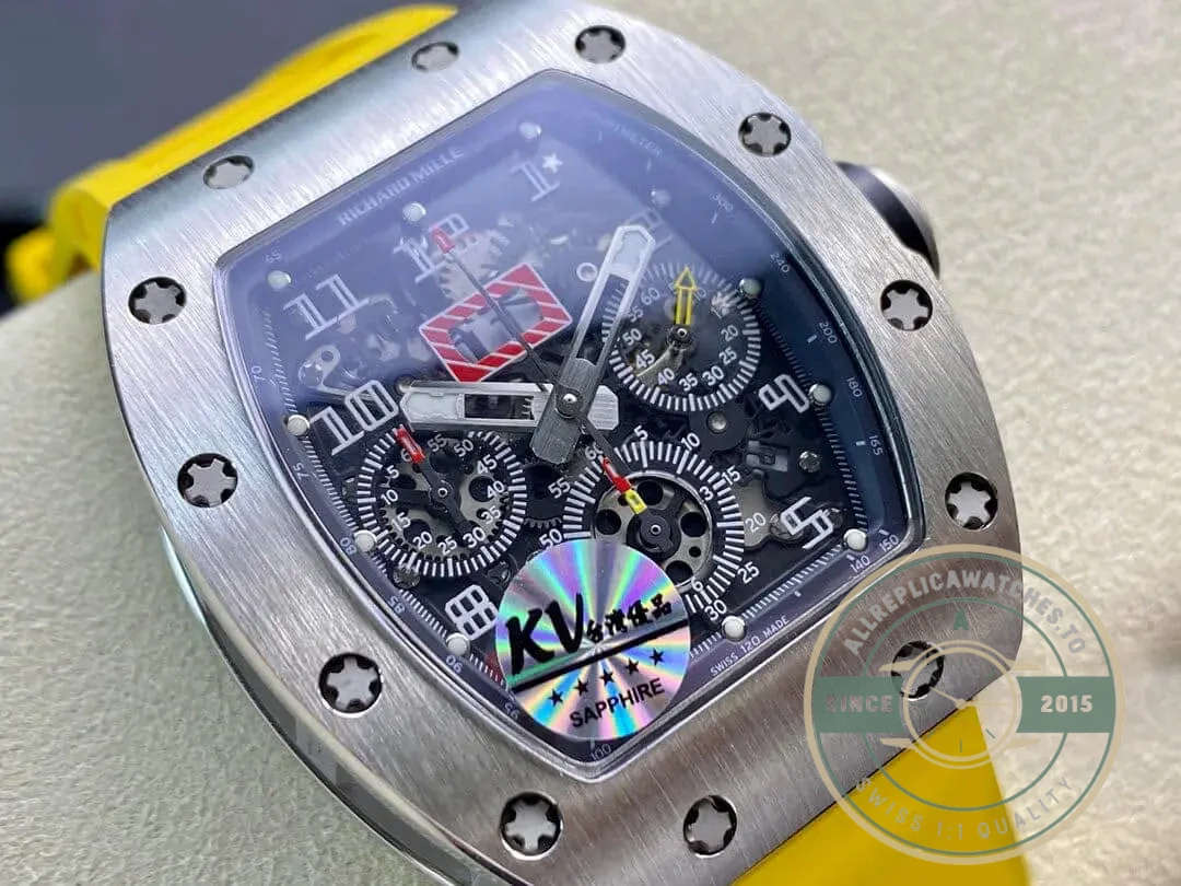 Replica Richard Mille 011 Titanium Yellow Strap - High-Grade Replica Watch