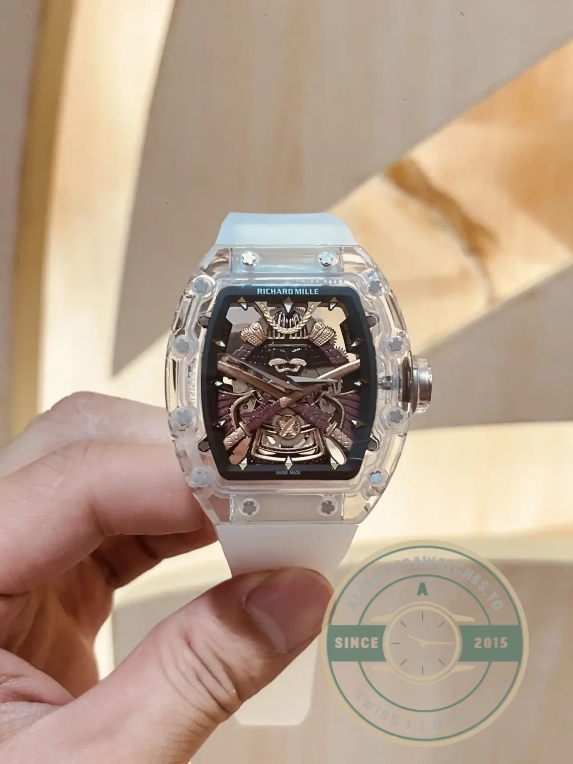 Replica Richard Mille 047 New Samurai Armor Transparent Strap - Swiss Movement Replica Watch
