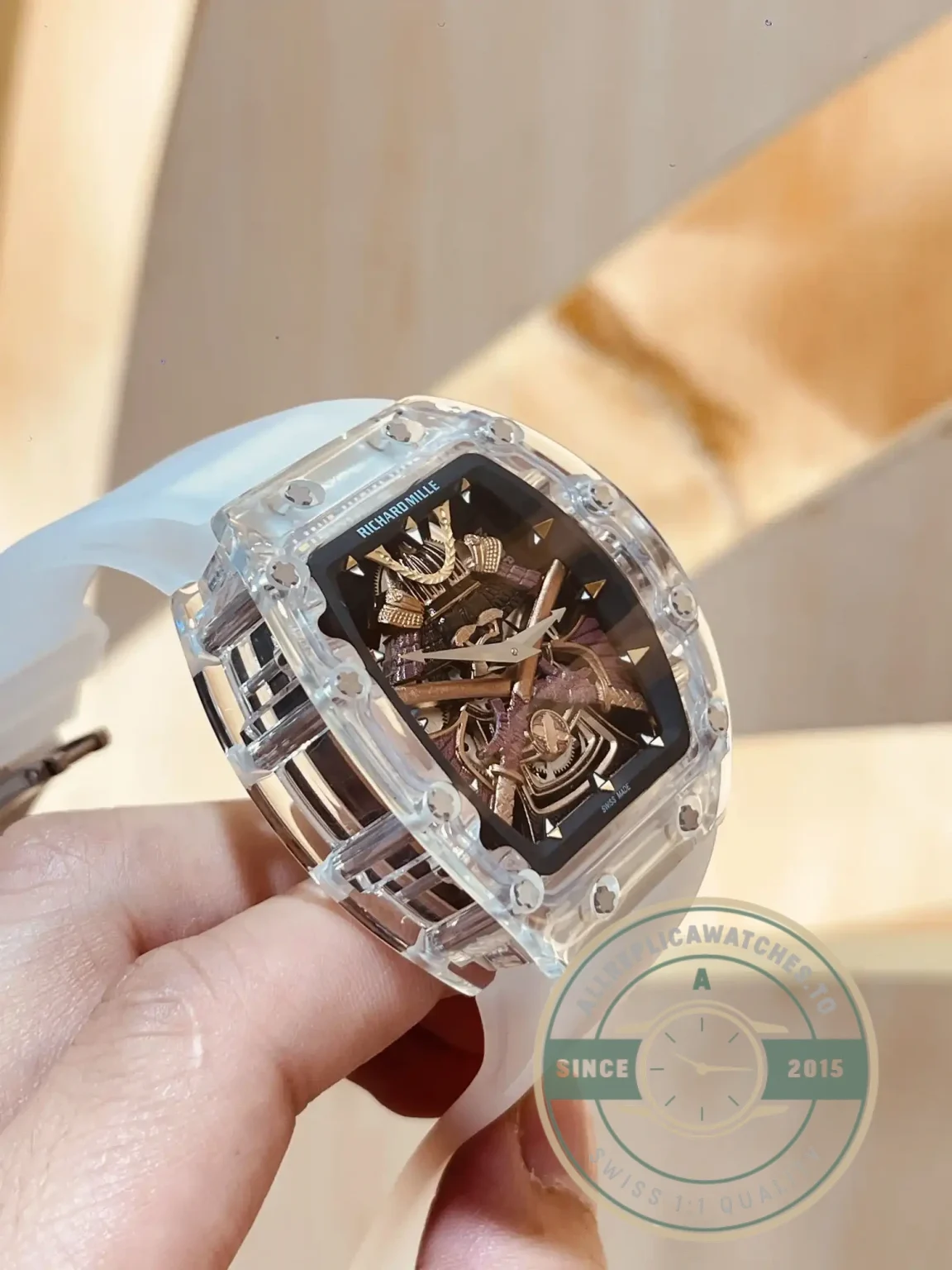 Replica Richard Mille 047 New Samurai Armor Transparent Strap - Swiss Movement Replica Watch