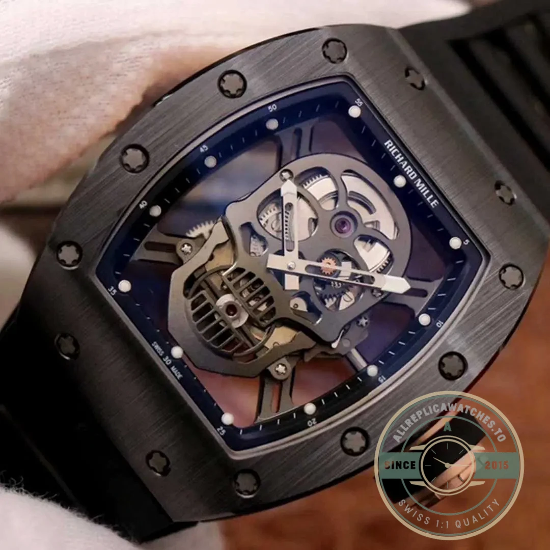 Replica Richard Mille 052-01 Black Ceramic Grey Skull Dial Swiss Movement - Best Quality Replica Watch