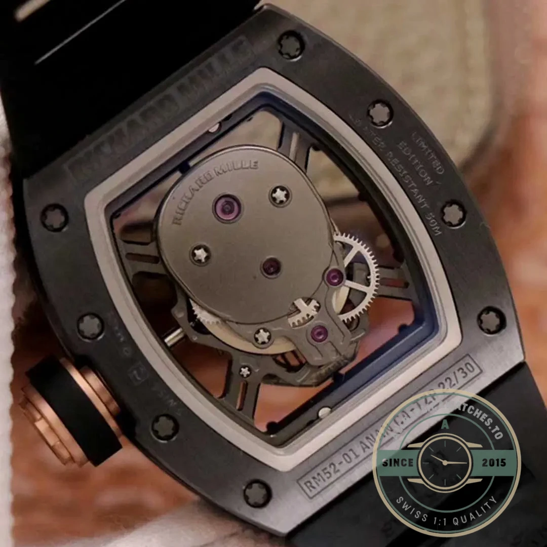 Replica Richard Mille 052-01 Black Ceramic Grey Skull Dial Swiss Movement - Affordable Luxury Replica Timepiece