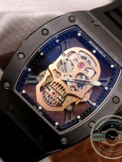 Replica Richard Mille 052-01 Rose Gold Skull Dial Swiss Movement - Affordable Super Clone Watch