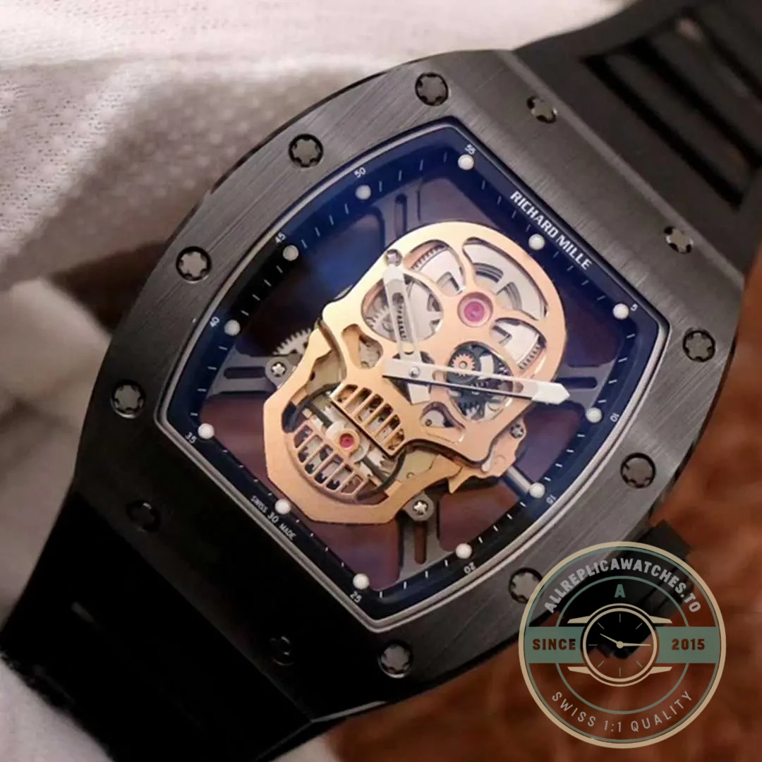 Replica Richard Mille 052-01 Rose Gold Skull Dial Swiss Movement - Affordable Super Clone Watch