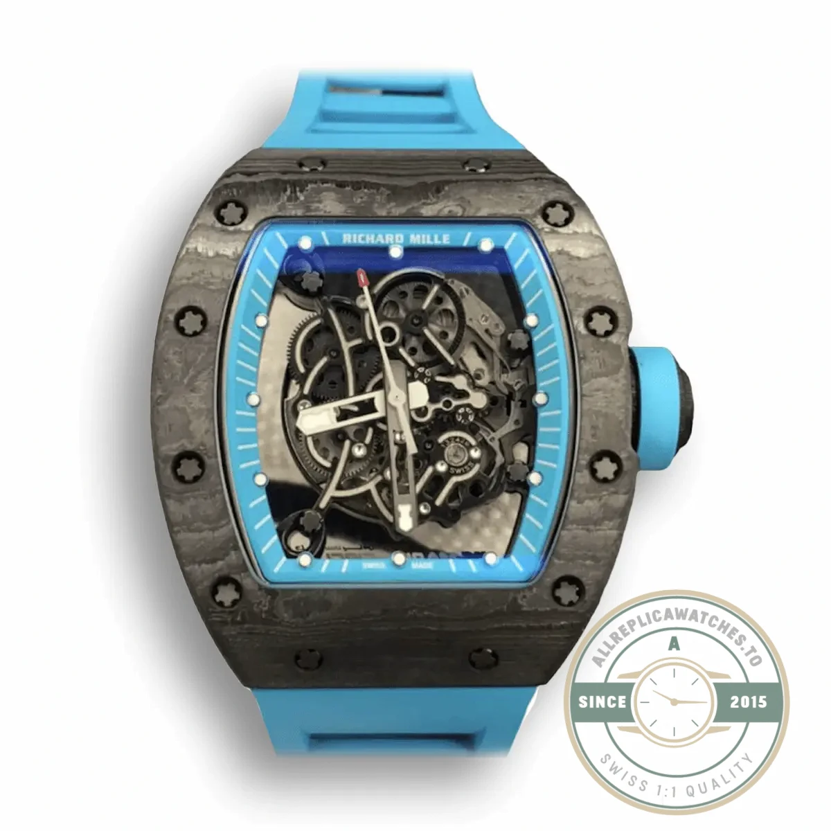 Replica Richard Mille 055 Blue Rubber Strap - High-Grade Replica Watch