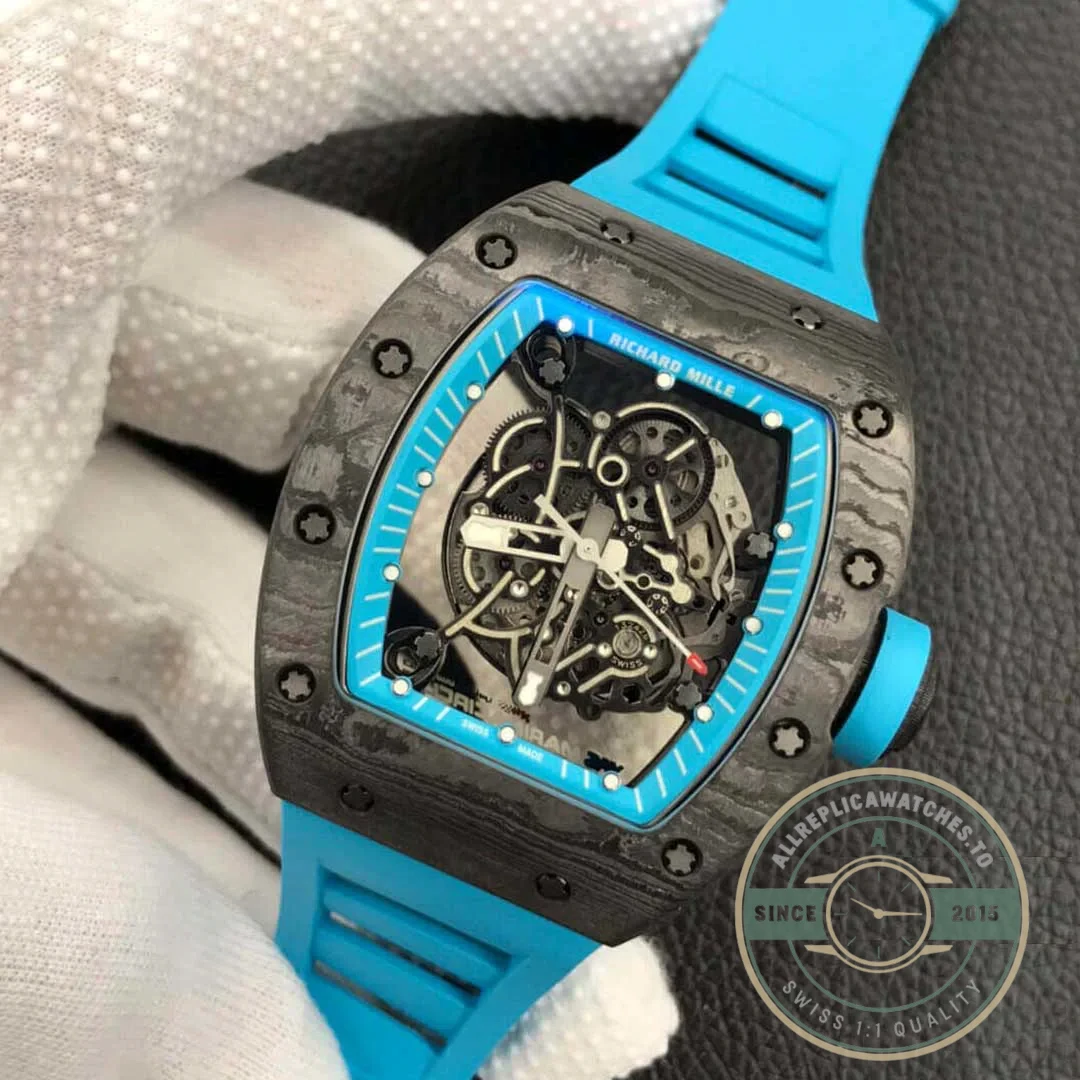 Replica Richard Mille 055 Blue Rubber Strap - High-Grade Replica Watch