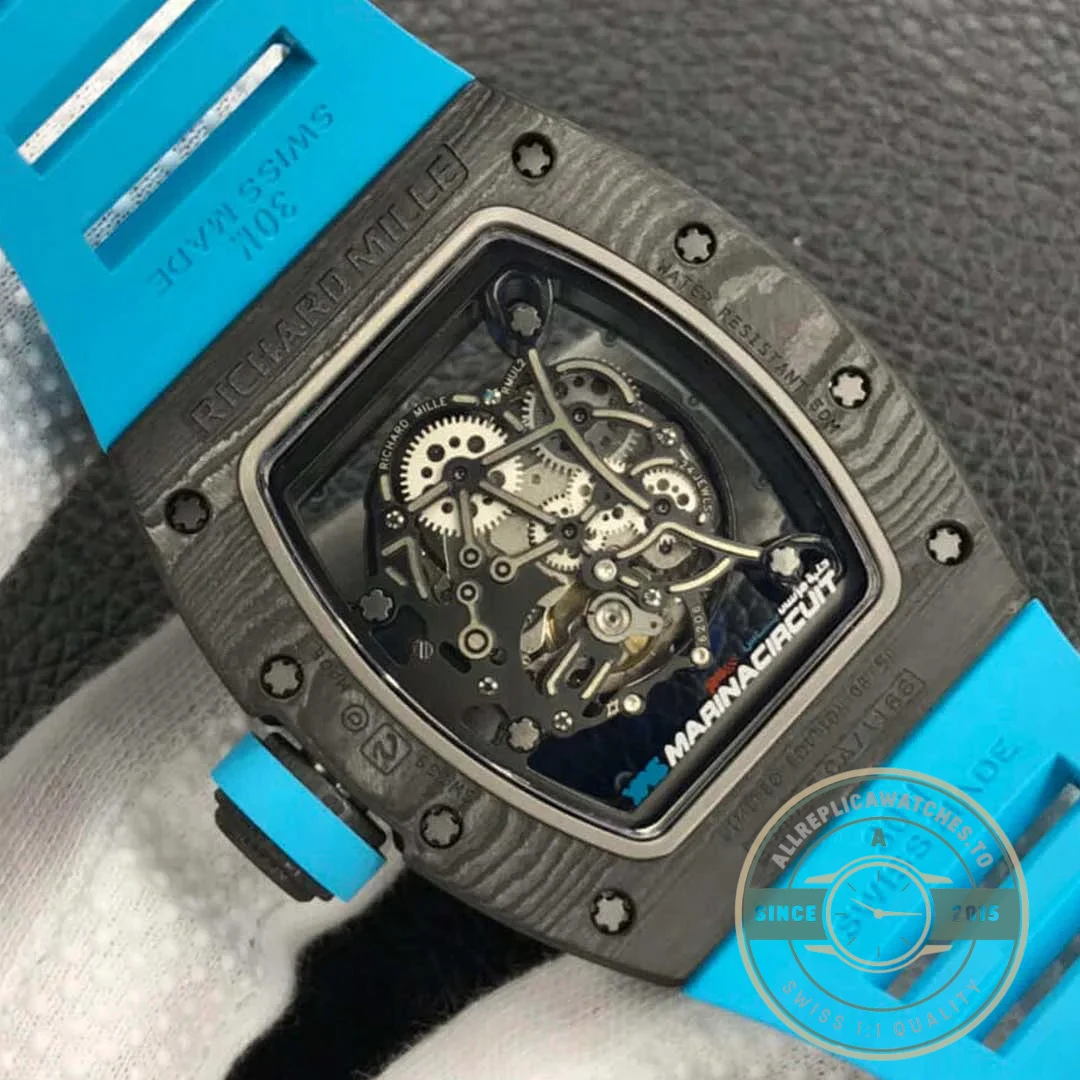 Replica Richard Mille 055 Blue Rubber Strap - Swiss-Made Clone Watch