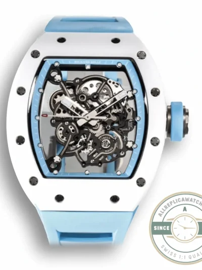 Replica Richard Mille 055 Ceramic Case Blue Strap - Swiss-Made Clone Watch
