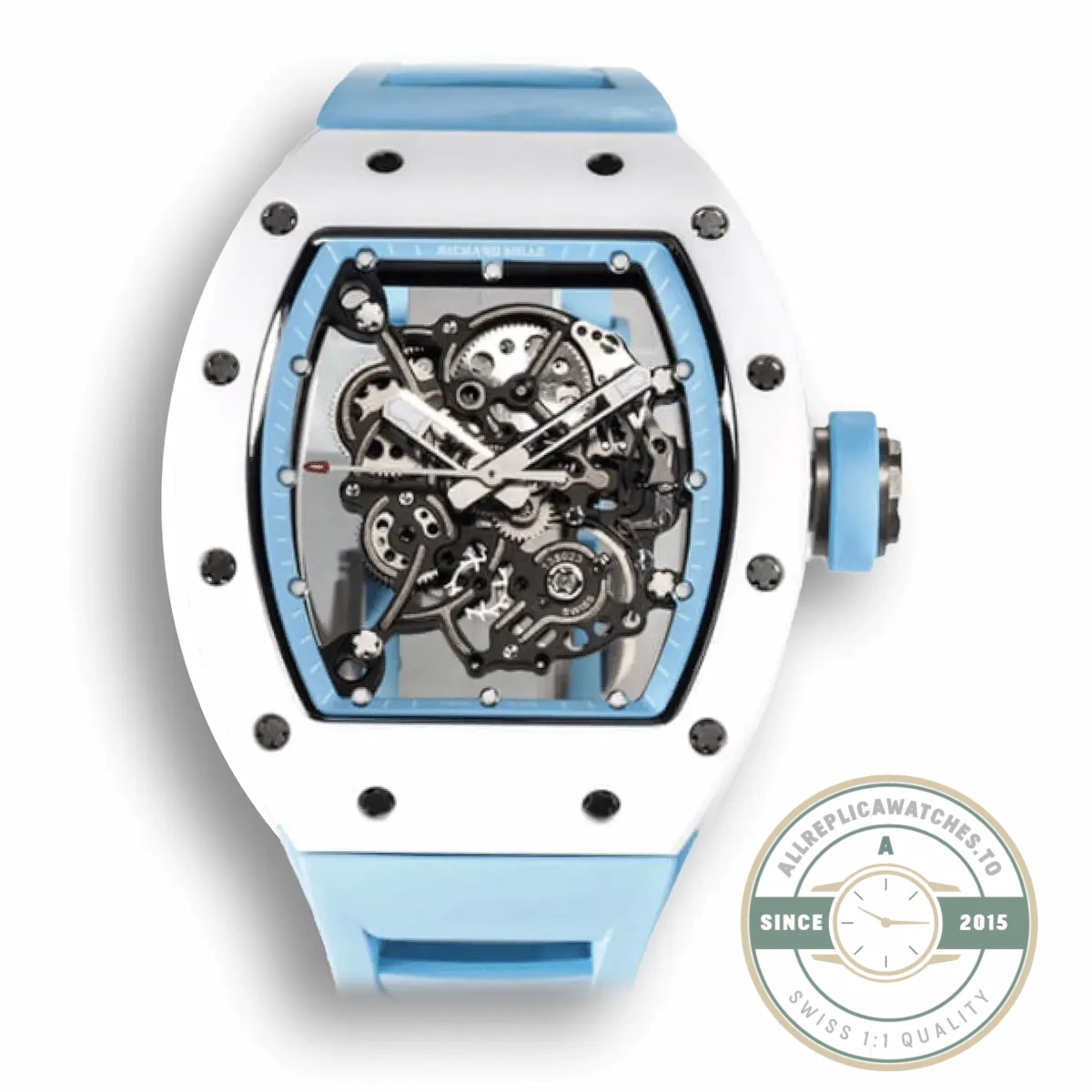 Replica Richard Mille 055 Ceramic Case Blue Strap - Swiss-Made Clone Watch