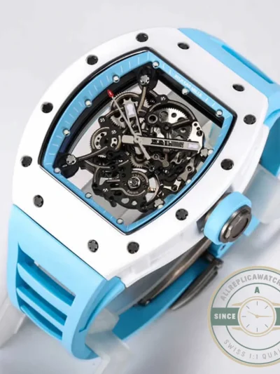 Replica Richard Mille 055 Ceramic Case Blue Strap - 1:1 Swiss Replica Watch