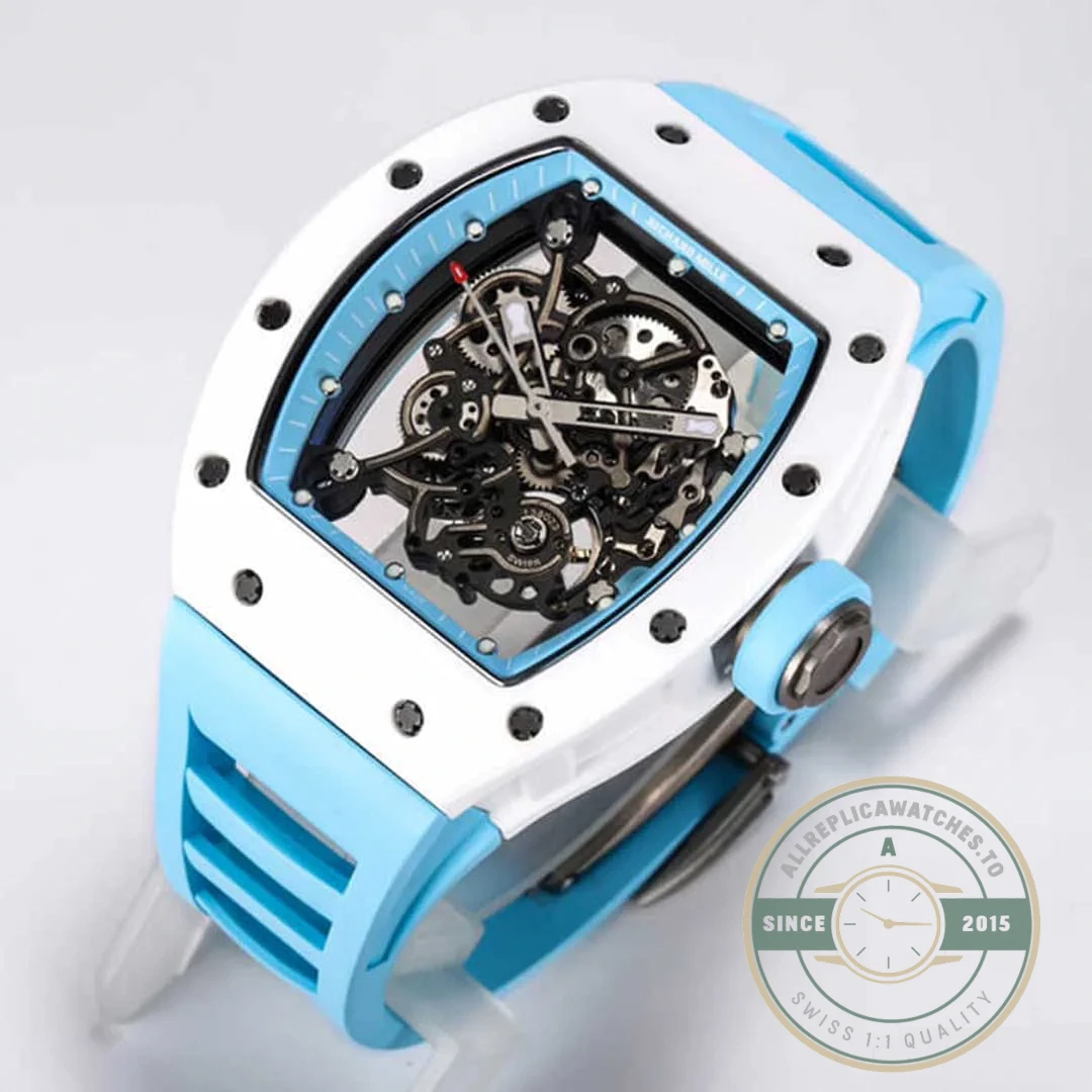 Replica Richard Mille 055 Ceramic Case Blue Strap - 1:1 Swiss Replica Watch