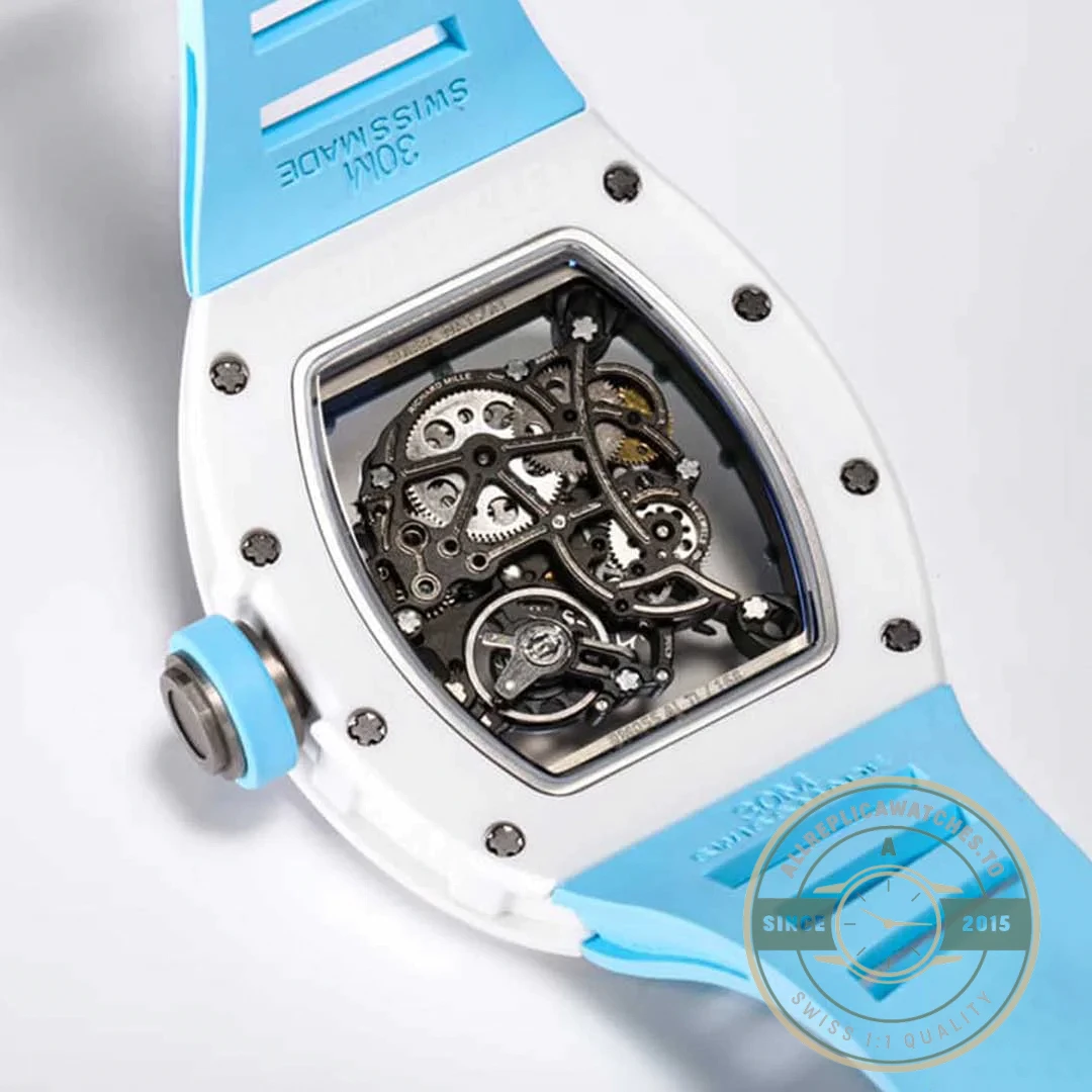 Replica Richard Mille 055 Ceramic Case Blue Strap - Best Quality Replica Watch