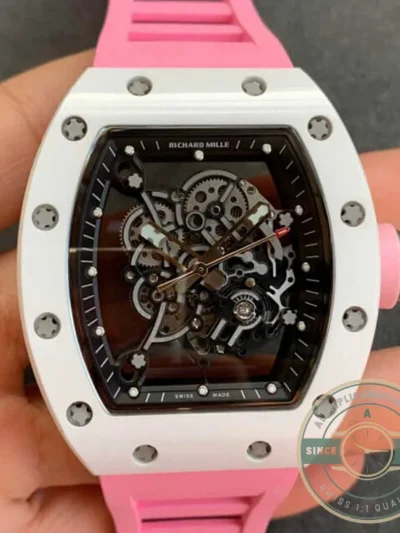 Replica Richard Mille 055 V2 Ceramic Pink Strap - Best Quality Replica Watch