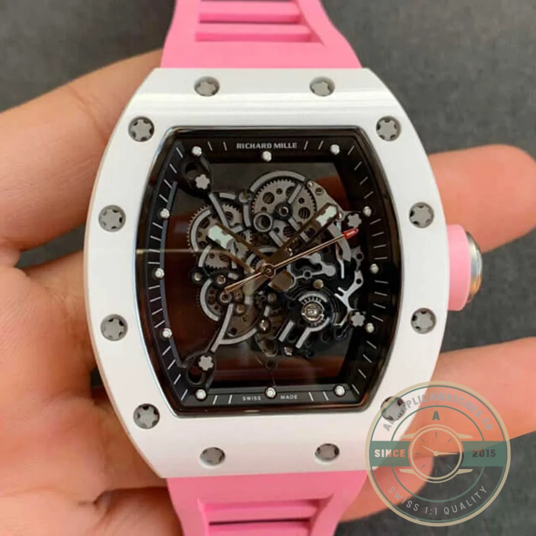 Replica Richard Mille 055 V2 Ceramic Pink Strap - Best Quality Replica Watch