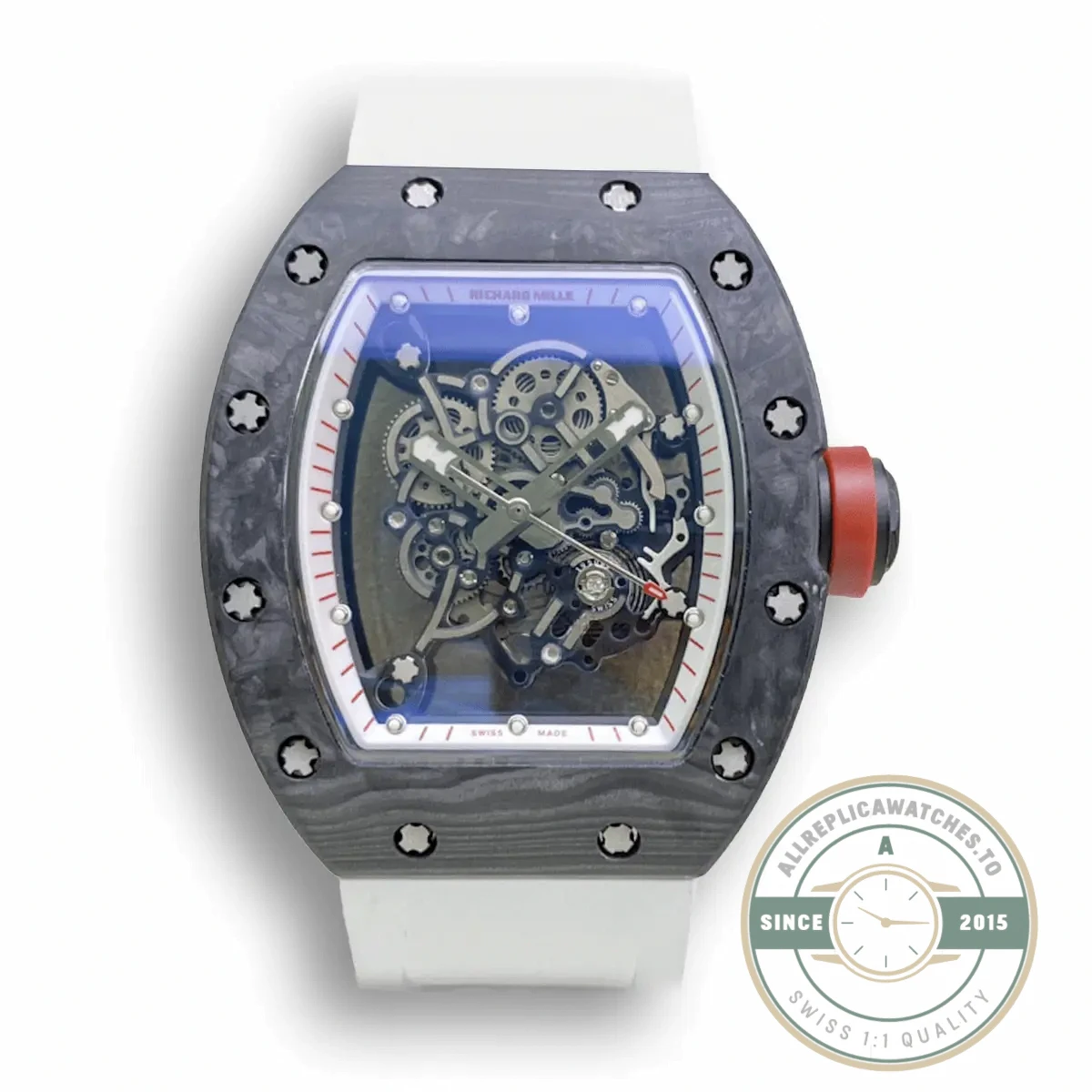 Replica Richard Mille 055 V2 White Rubber Strap - Top-Tier Swiss Replica Watch