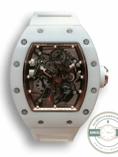 Replica Richard Mille 055 White Ceramic Rubber Strap - Swiss-Made Clone Watch