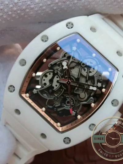 Replica Richard Mille 055 White Ceramic Rubber Strap - Budget Luxury Replica Watch