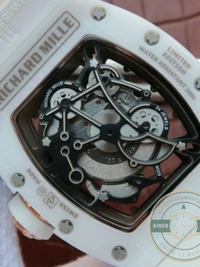 Replica Richard Mille 055 White Ceramic Rubber Strap - Factory Super Clone Watch