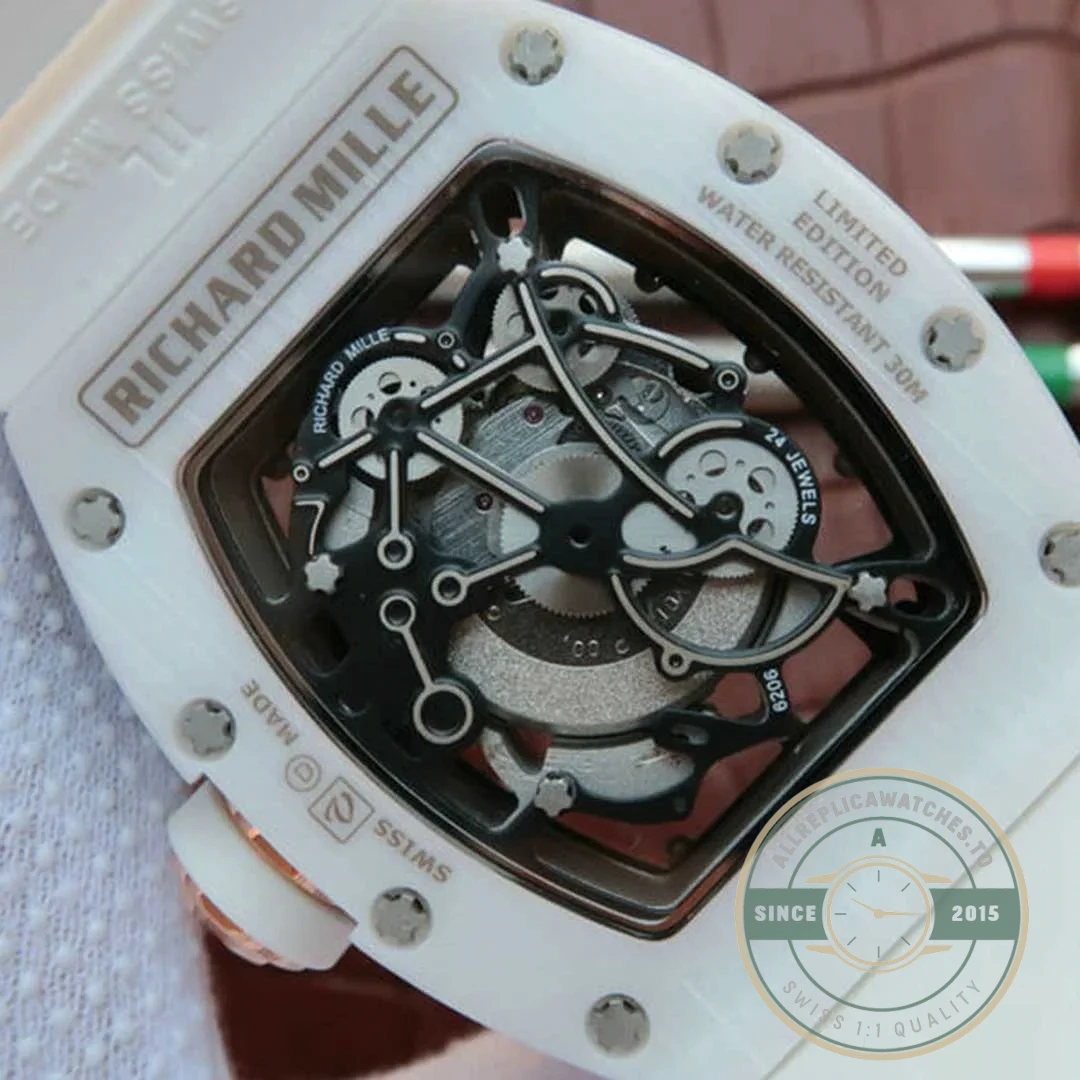 Replica Richard Mille 055 White Ceramic Rubber Strap - Factory Super Clone Watch