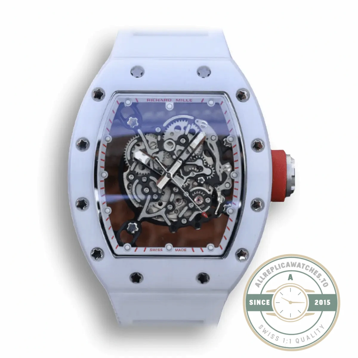 Replica Richard Mille 055 White Rubber Strap - Factory Super Clone Watch
