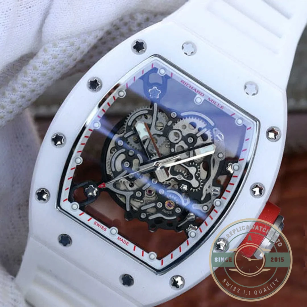 Replica Richard Mille 055 White Rubber Strap - Budget Luxury Replica Watch