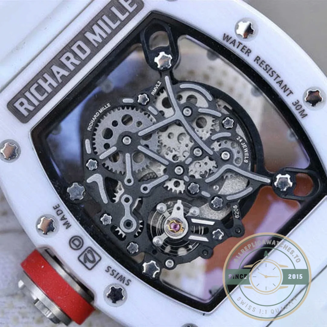 Replica Richard Mille 055 White Rubber Strap - Affordable Luxury Replica Timepiece