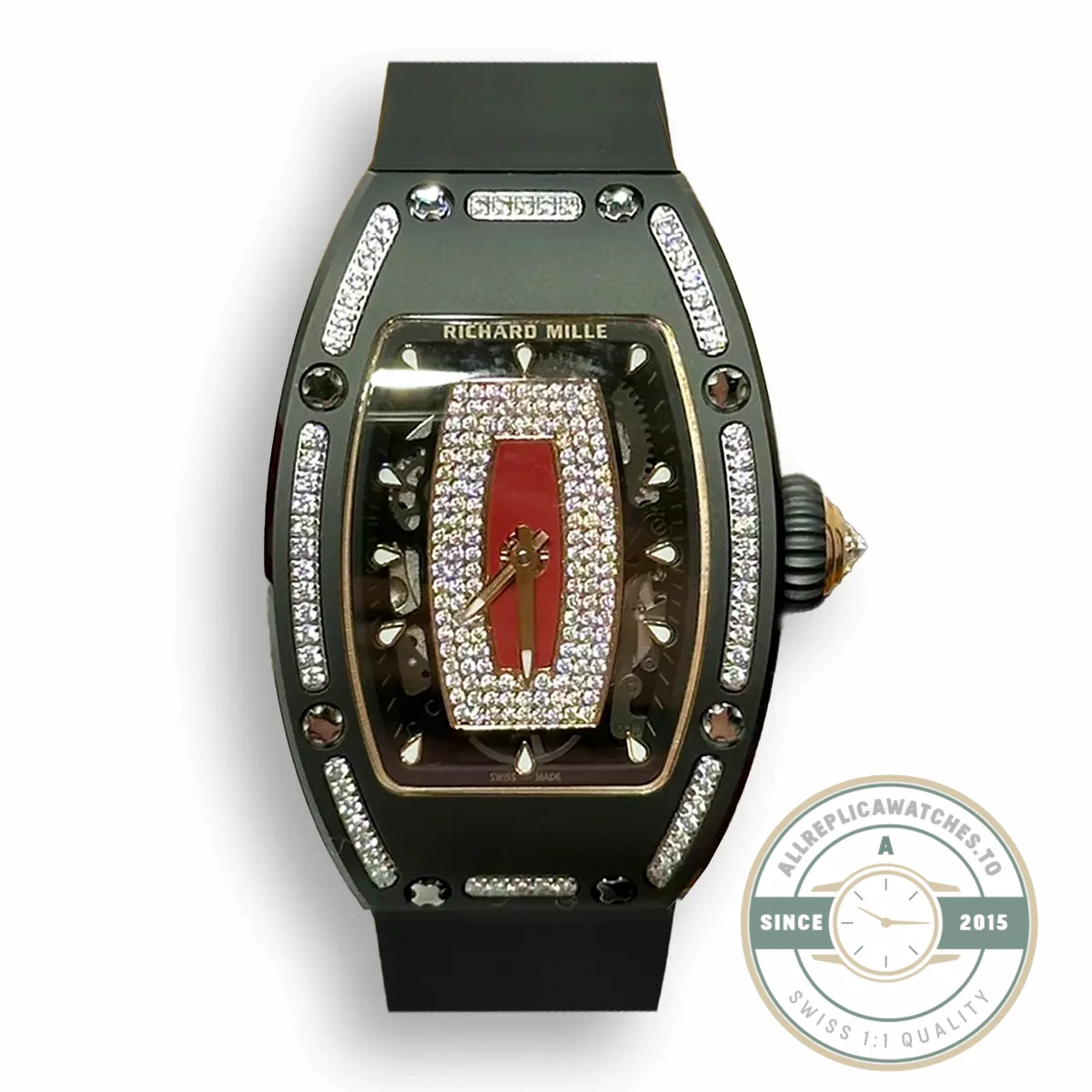 Replica Richard Mille 07-01 Diamond Black Ceramic Red Lip - Swiss-Made Clone Watch