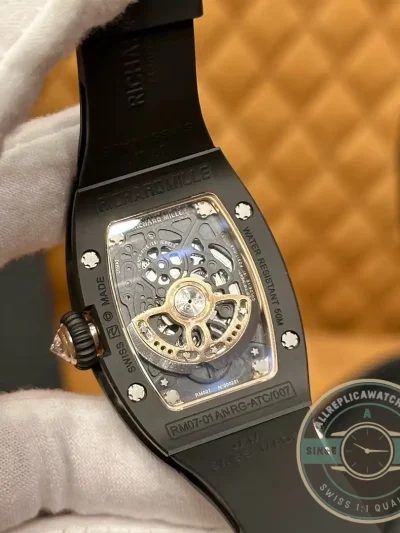 Replica Richard Mille 07-01 Diamond Black Ceramic Red Lip - High-Grade Replica Watch