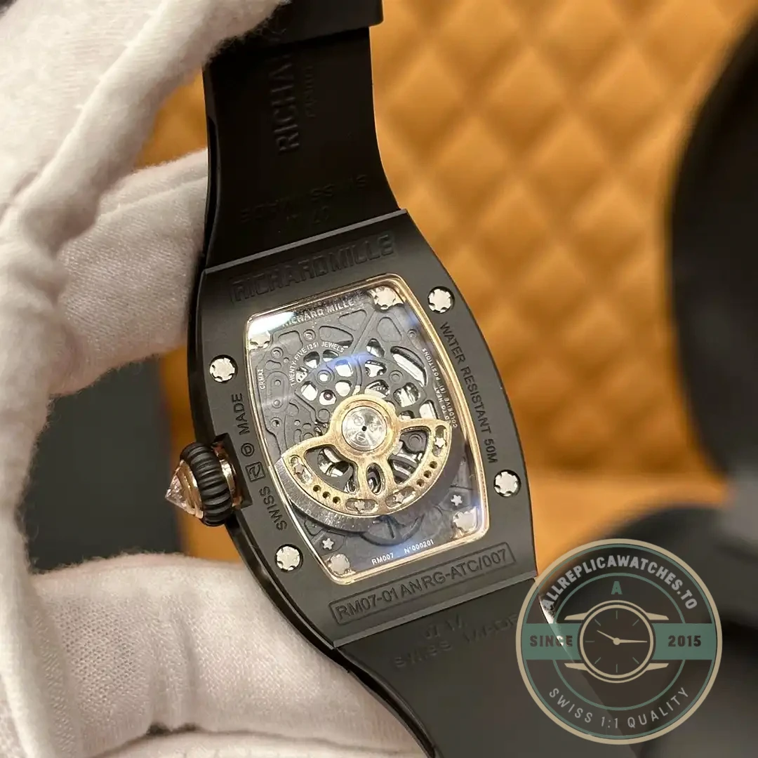 Replica Richard Mille 07-01 Diamond Black Ceramic Red Lip - High-Grade Replica Watch