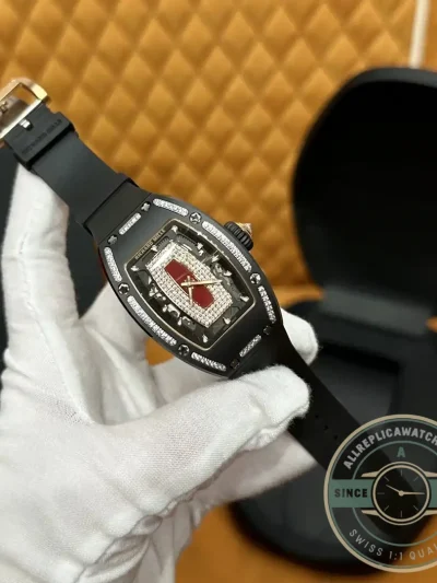 Replica Richard Mille 07-01 Diamond Black Ceramic Red Lip - Factory Super Clone Watch