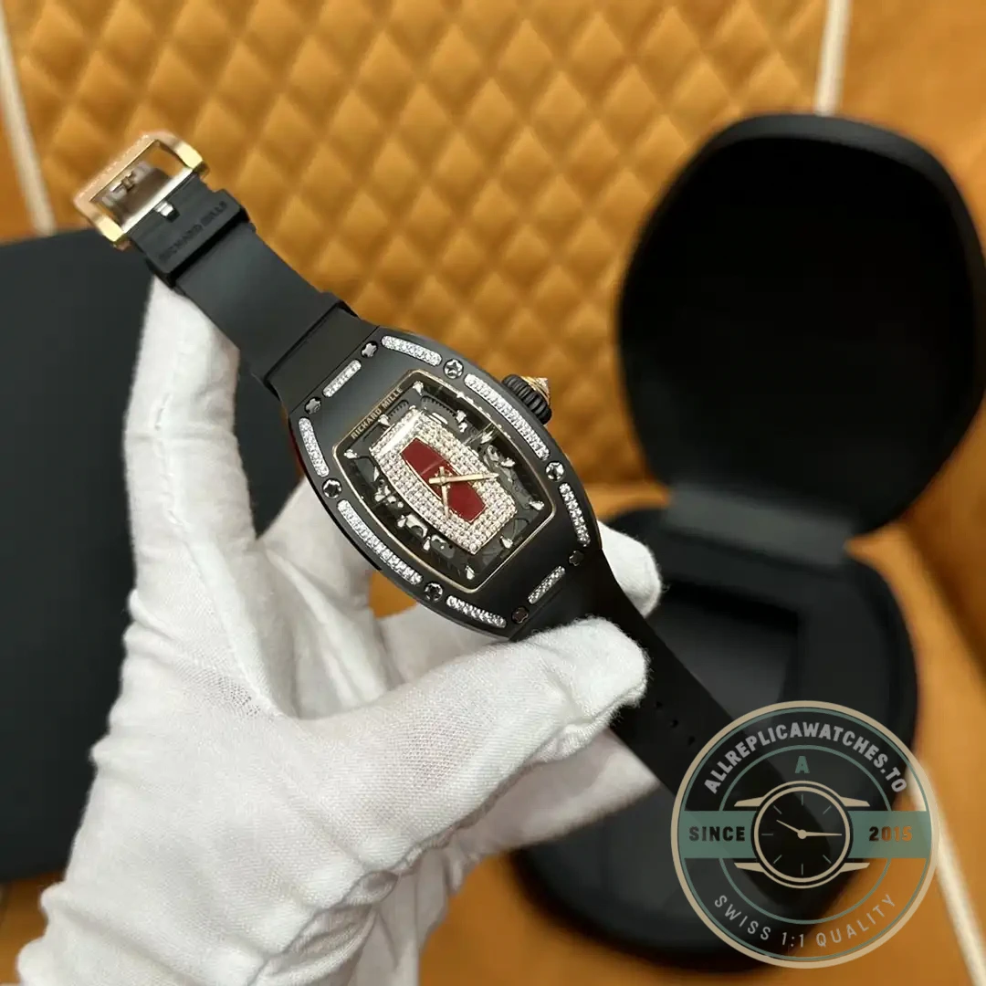 Replica Richard Mille 07-01 Diamond Black Ceramic Red Lip - Factory Super Clone Watch